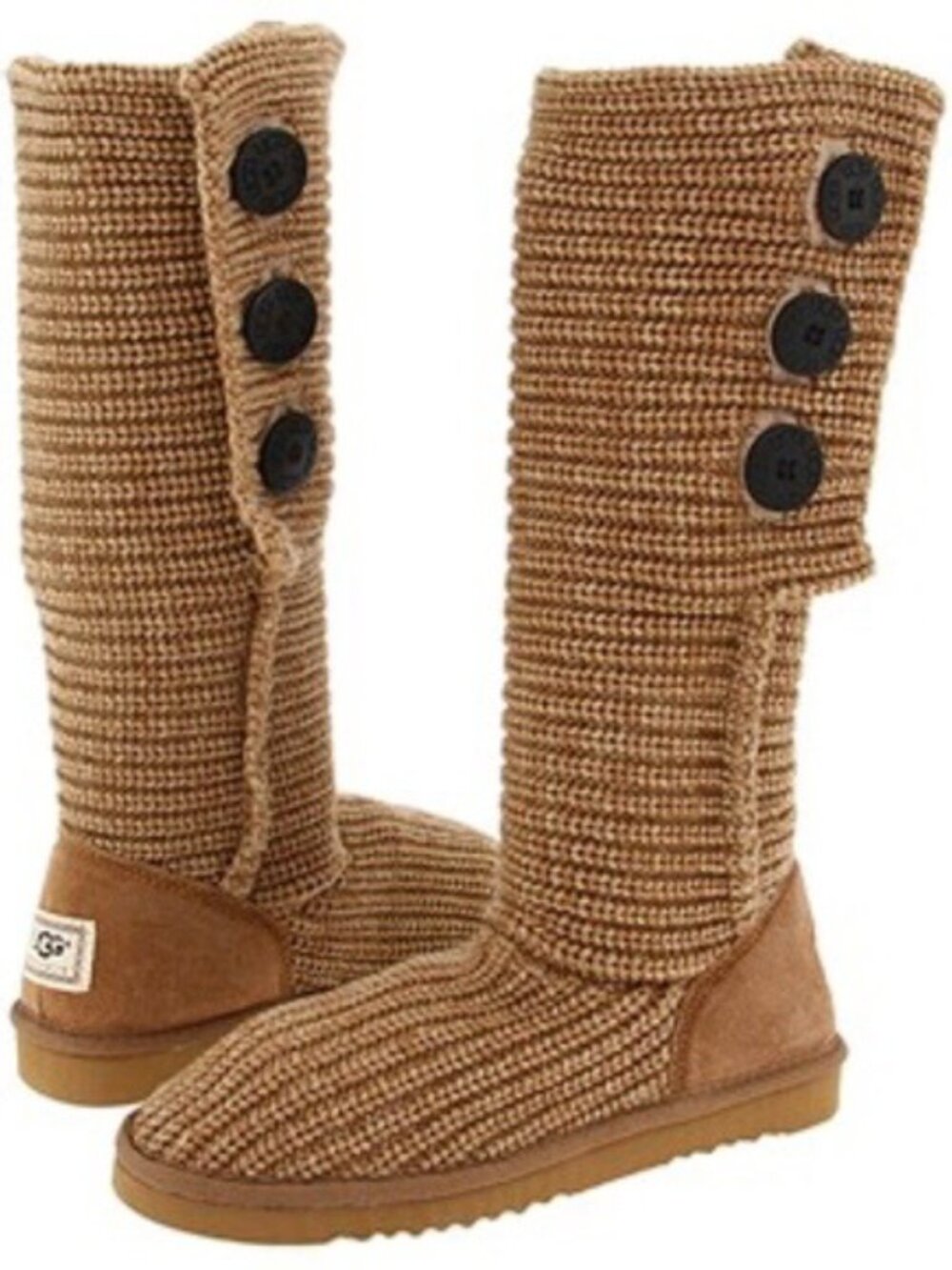 UGG Australia Classic Cardy Knit Boots Tan Heather 3-Button Tall 5819 Womens 9